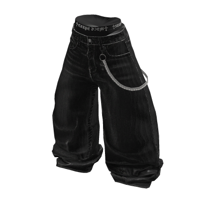 ★y2k chain loosefit wide Black jeans★ thumbnail