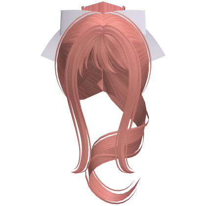 Monika peach cute ponytail w bow cosplay
