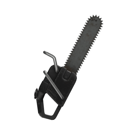 scary rusty halloween chainsaw in black