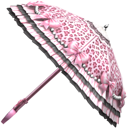 Hime Gyaru Leopard Ruffle Bow Parasol Pink Black 