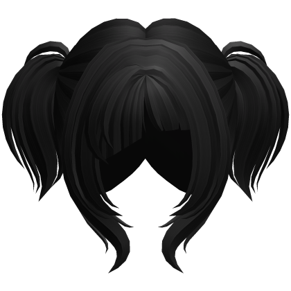 High Layered Pigtail Hair with Bangs Black Roblox item