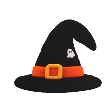 Plush Crooked Witch Hat with Ghost Accent