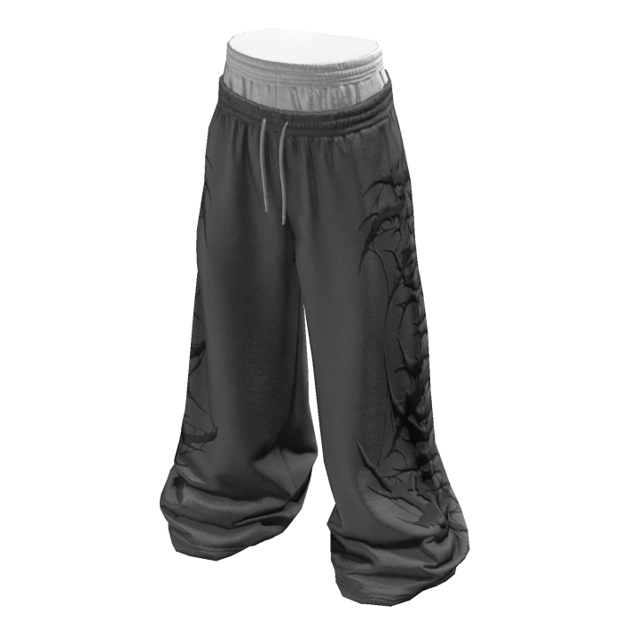 Sagging Grey Y2K Svddenly Print Sweatpants