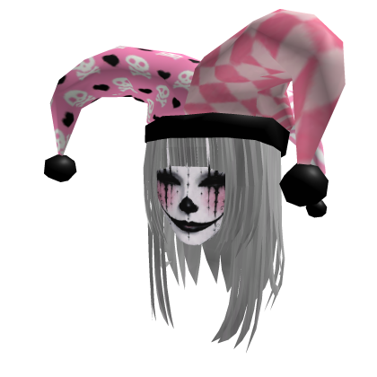 [Animated] Pink Emo Jester Girl Hair & Mask thumbnail