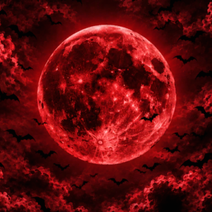 Red Blood Moon w/ Bats –Dark Night Vamp Background