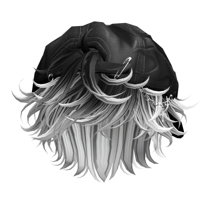 White Ombre Messy Anime Hair w/ Y2K Distressed Hat | Roblox Item ...