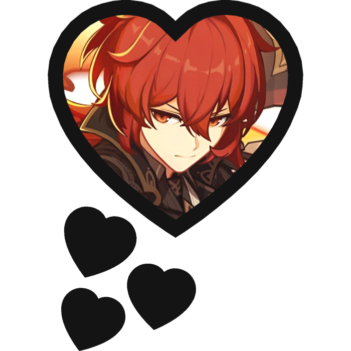 Diluc Thinking Hearts Genshin Impact