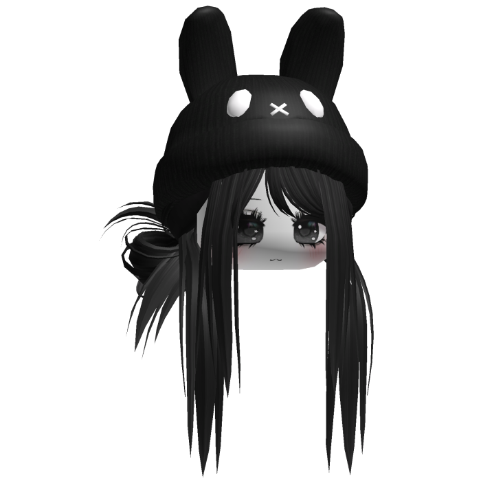 Moe Messy Girl Hair W/ Bunny Hat  Black
