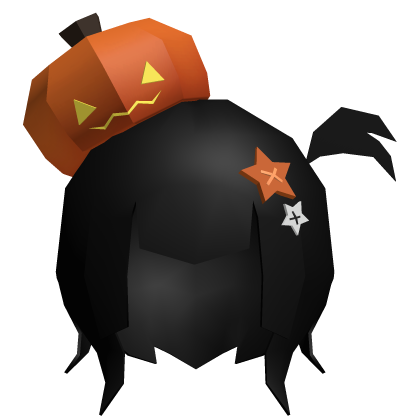 Low Poly Halloween Pumpkin Pigtail Hair Black Roblox item