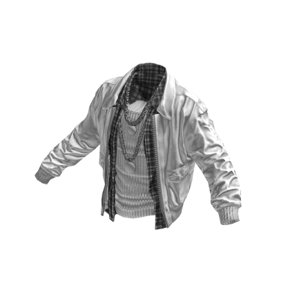 White Leather Jacket Layered w/ Flannel