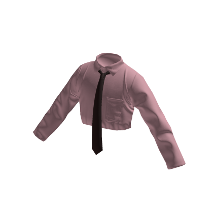 Pink Cropped Button-Up w/ Tie