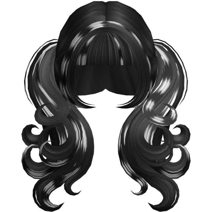 Black White Cute Long Messy Swirly Pigtails