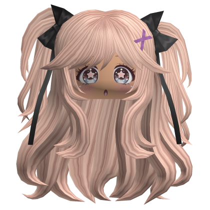 Blonde Wavy Cute Girl Twin Tails Black Bows