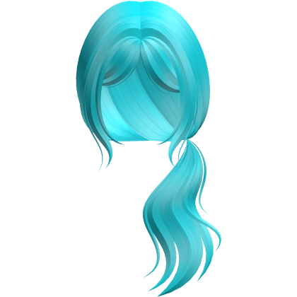 Loose Low Side Ponytail (Cyan) Roblox item
