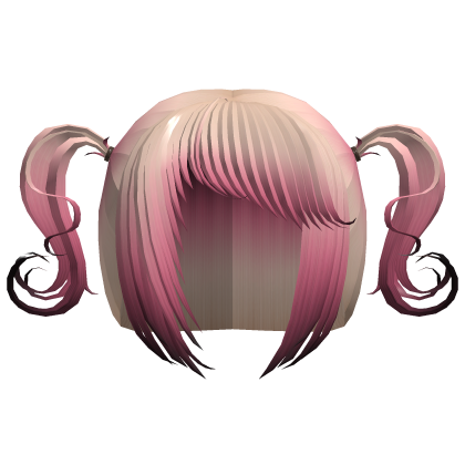 ✦ : blonde dark pink wispy side bang curly pigtail Roblox item