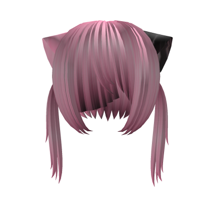 🖤꒱ pink w/black spot kitty pigtails w/razor cut