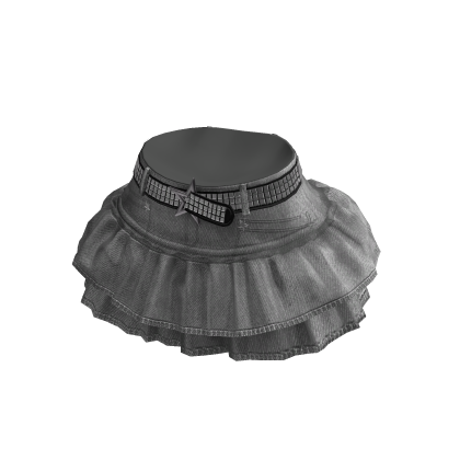 Grey Denim Ruffle Skirt w Studded Belt thumbnail