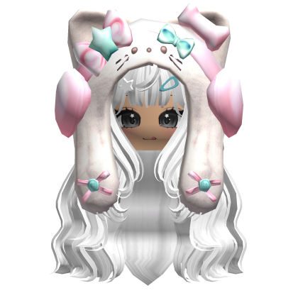 White Cute Cozy Kitty Hood Hair