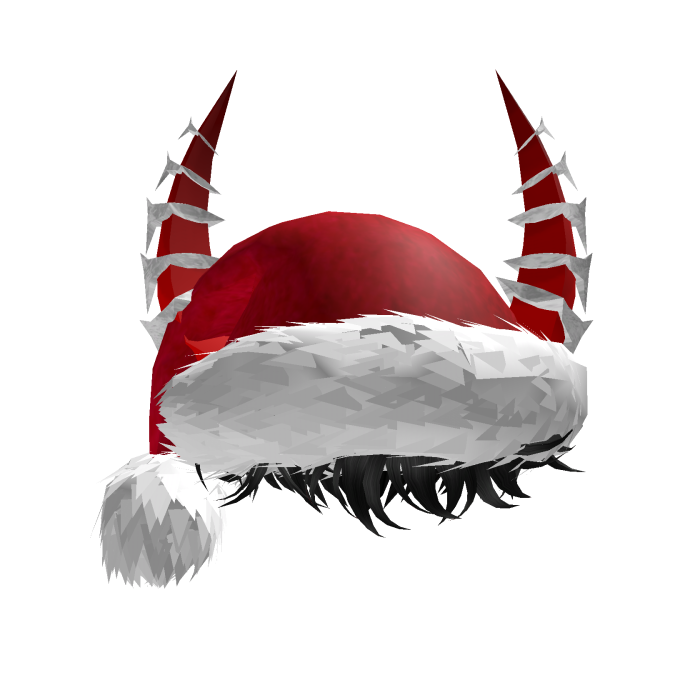 Christmas Hat With Black Hair + Spiky Horns