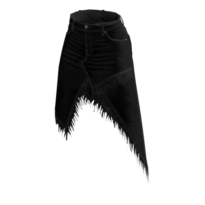 Asymmetric Black Denim Midi Skirt thumbnail