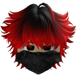 messy fluffy anime hair with a Y2K mask (Red)