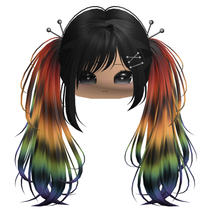 Rainbow Raccoon Y2K Emo Punk Pigtails w/ Pins