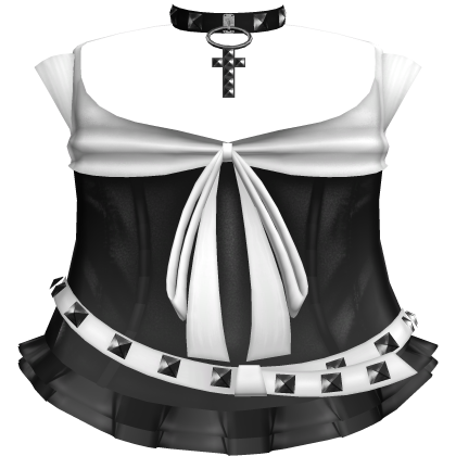 emo goth dress with studded belt and choker ♡
