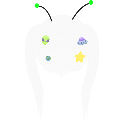 Cute Alien Girl Hair w Stickers - White Roblox item