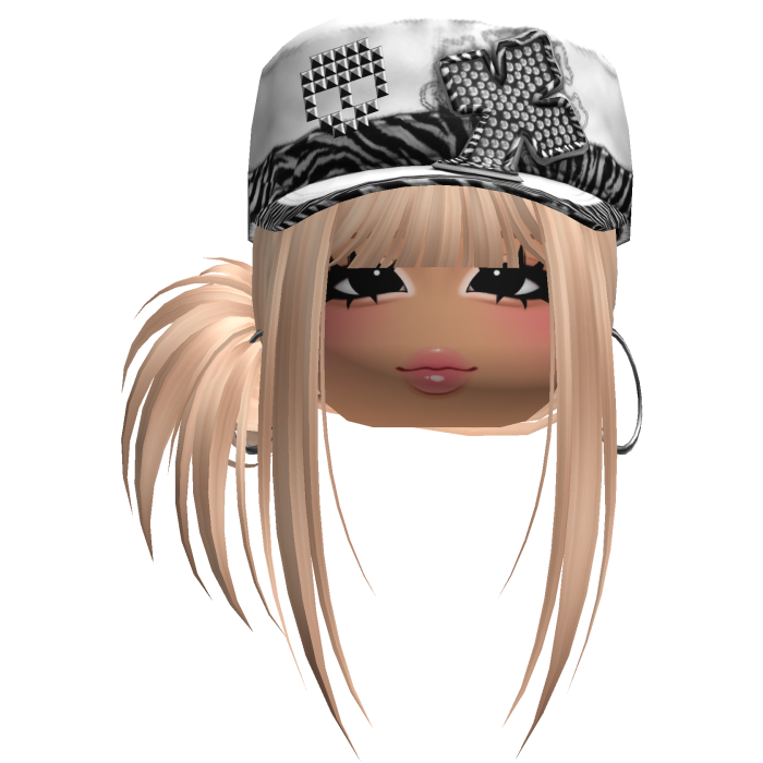 Gyaru Side Bun Hair w/ Zebra Cap & Earrings