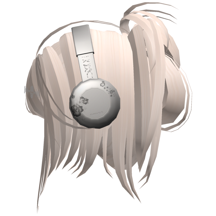 light blonde messy y2k hair with headphones