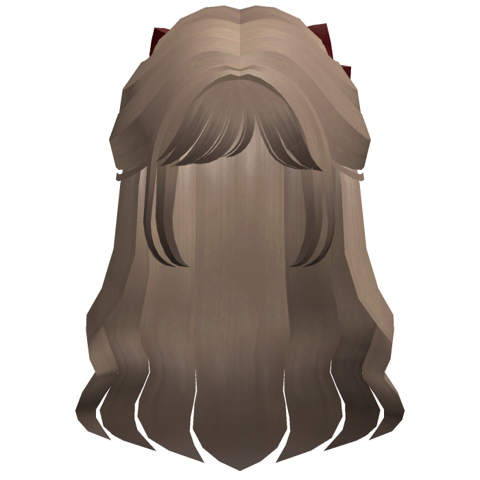 Flowy Half up Hair w/ red bow  ( blonde brown )