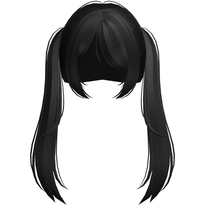 ♡ long straight cutecore pigtails in black ୧