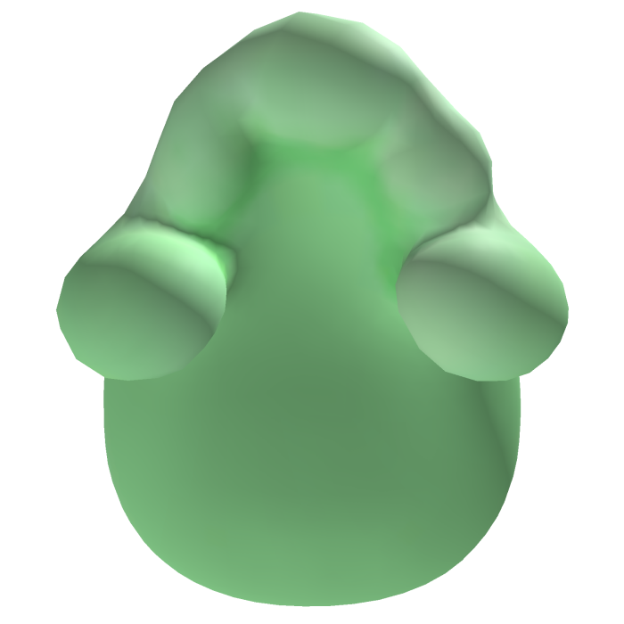 Pastel green stylized big slime blob hair