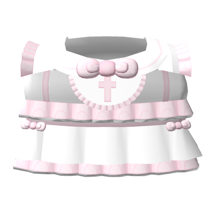 . ‿♡ cute pink & white ruffle nurse dress w bows ♡ Roblox item