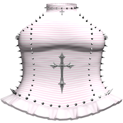 Emo Pink Striped Spiked Turtleneck Cross Dress