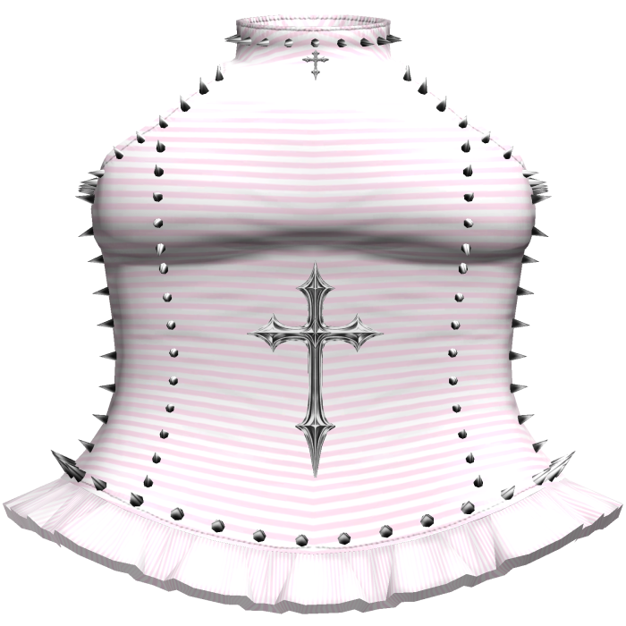 Emo Pink Striped Spiked Turtleneck Cross Dress