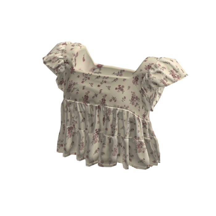 💜 Cottagecore Floral Square Neck Crop Top_Beige