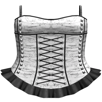 White Goth Ruffled Skirt + Studded Laced Corset 3.