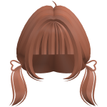 Long Ginger Bangs w/ Cute Short Heart Pigtails
