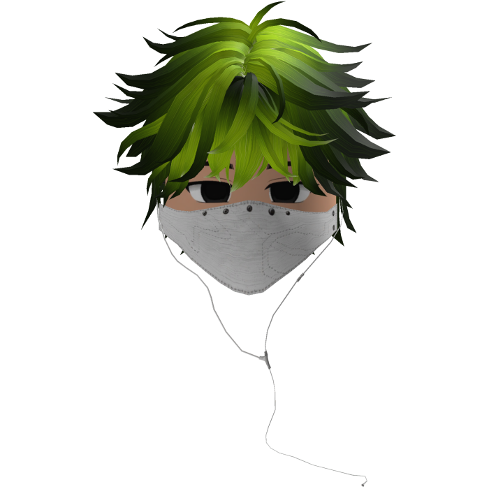 Cute Emo Boy Headphones Mask white Y2K ( green )