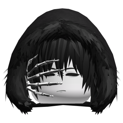 Gray Skeleton Hand Black Fur Hood Vkei Black Hair Roblox item