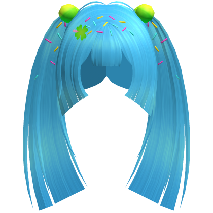 ♡ kawaii clover sprinkles long pigtails in blue