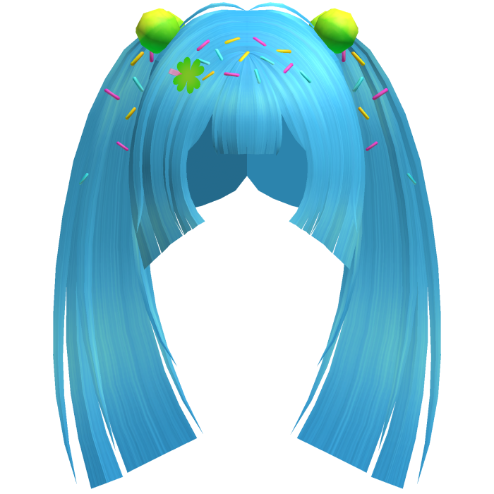 ♡ kawaii clover sprinkles long pigtails in blue