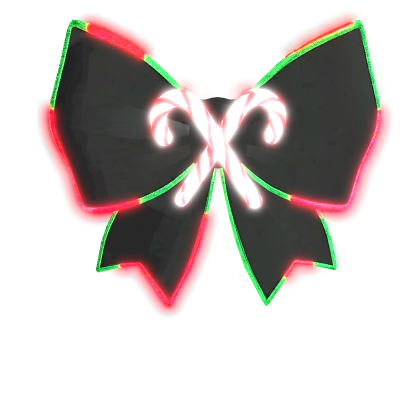 Emissive christmas candy cane bow 