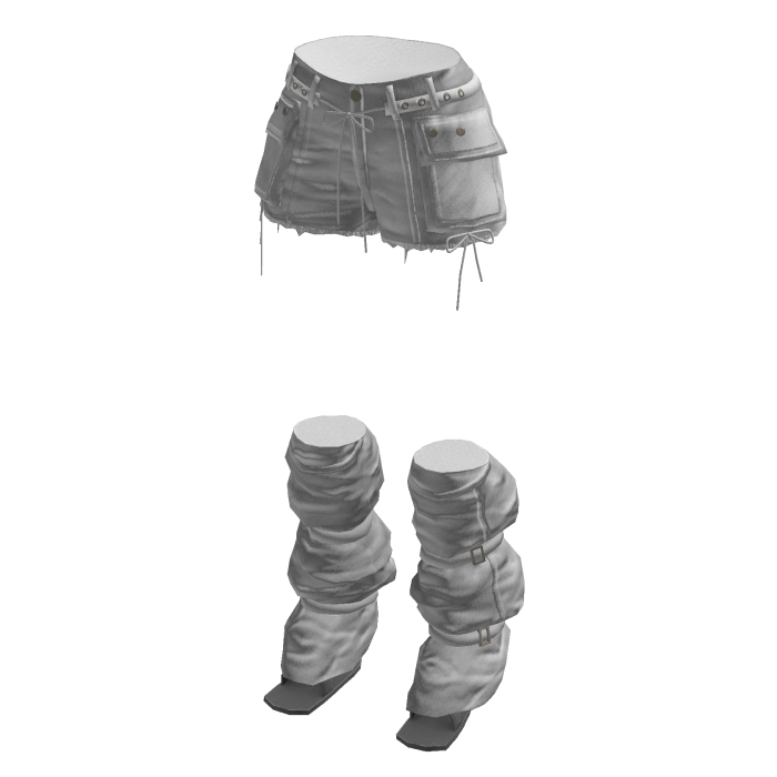 Y2K Cargo Shorts w/ Slouchy Leg Warmers (White)