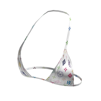 ♔ 2000s White Multicolor Monogram Bikini Top thumbnail