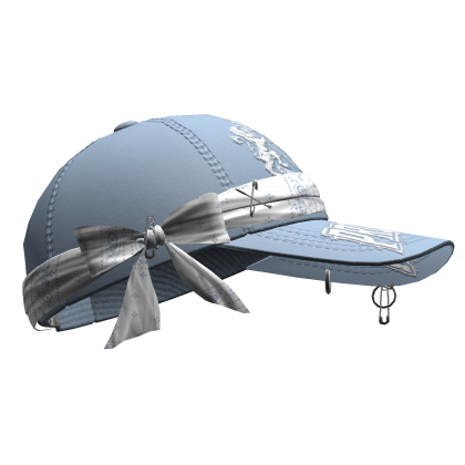 Y2k Tilted Bandana Cap Blue&White