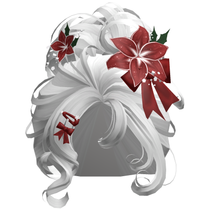 ♡ Christmas Flowery Bun Updo (White)