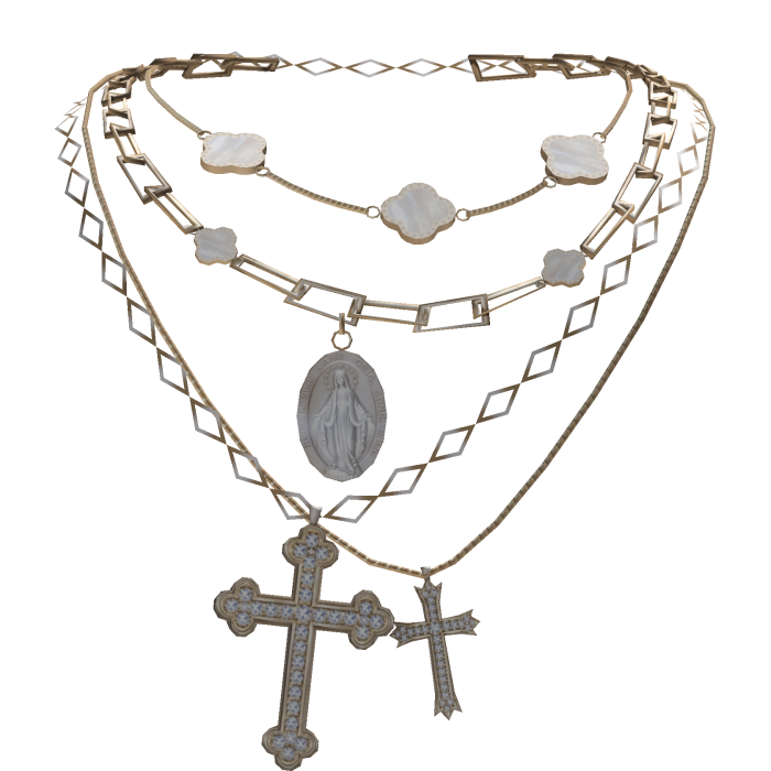 Gold & Silver Layered Clover Jesus Cross Necklace