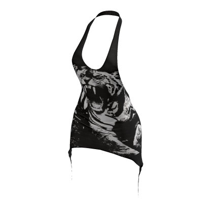 Matte Backless Halter Dress ♡ Black Tiger thumbnail
